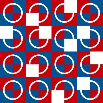 Seamless color checkered pattern with circles Stock Illustration