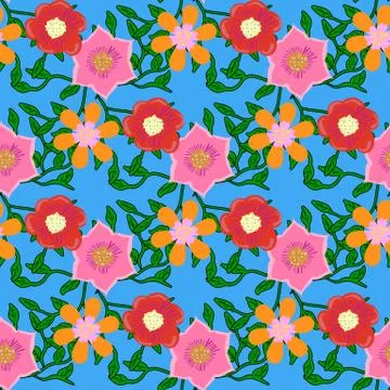 Seamless color pattern with flowers Stock Illustration