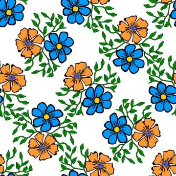 Seamless color pattern with flowers Stock Illustration
