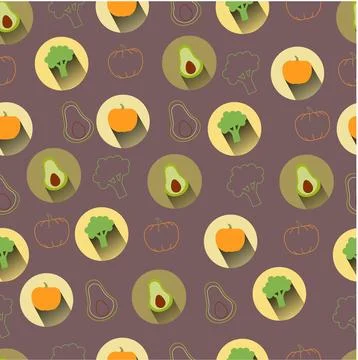 Seamless color pattern of healthy vegetables icons Stock Illustration