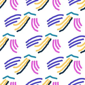 Seamless color pattern of linear doodle squiggles. Stock Illustration