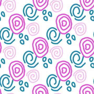 Seamless color pattern of linear doodle squiggles. 스톡 일러스트