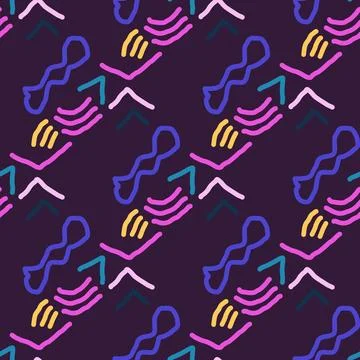 Seamless color pattern of linear doodle squiggles. Stock-Illustration