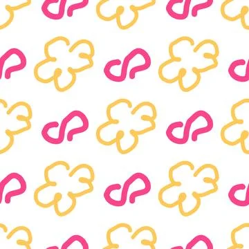 Seamless color pattern of linear doodle squiggles. Stock Illustration