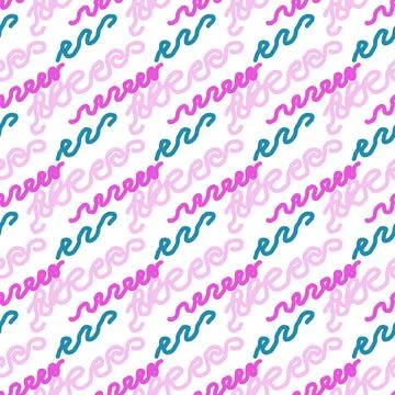 Seamless color pattern of linear doodle squiggles. Stock Illustration