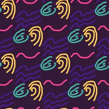 Seamless color pattern of linear doodle squiggles. Stock-Illustration