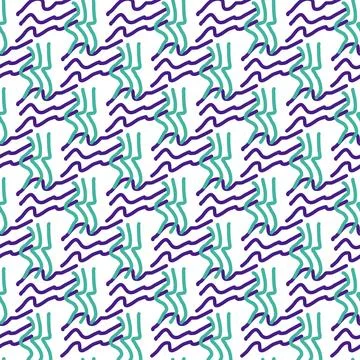 Seamless color pattern of linear doodle squiggles. Stock Illustration
