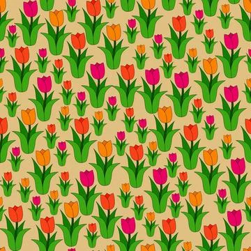 Seamless color pattern of multi-colored tulips Seamless abstract color pat... Stock Photos