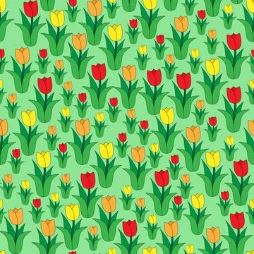 Seamless color pattern of multi-colored tulips Seamless abstract color pat... Stock Photos