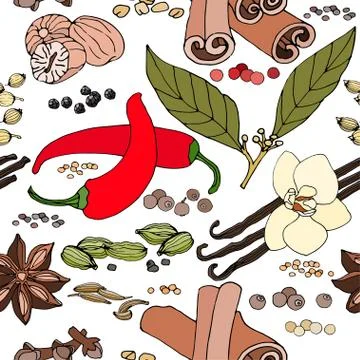 Seamless color pattern of spice Stock Illustration