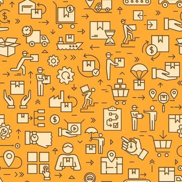 Seamless color patterns on the theme of logistics and delivery of various goods Stock Illustration