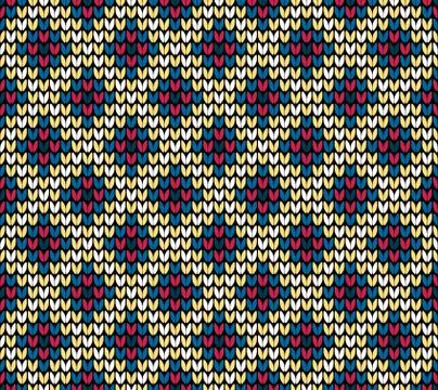 Seamless color rhombus knitting pattern Stock Illustration