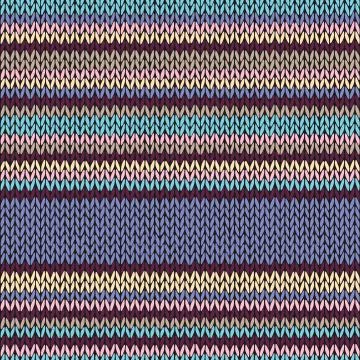 Seamless color striped knitted pattern Stock Illustration