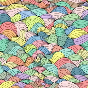 Seamless color waves abstract pattern.. Stock Illustration