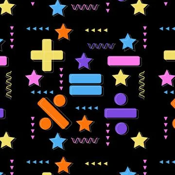 Seamless colored background pattern, various geometric shapes - Vector Illustrazione stock