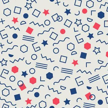 Seamless colored background pattern, various geometric shapes - Vector Stock Illustration