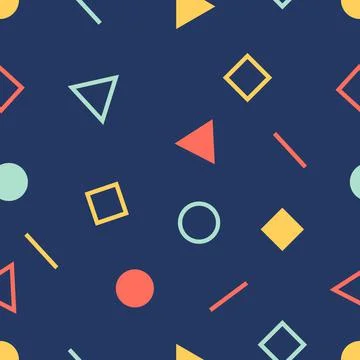 Seamless colored background pattern, various geometric shapes - Vector Stock Illustration