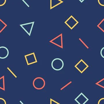 Seamless colored background pattern, various geometric shapes - Vector Sea... Stock Photos