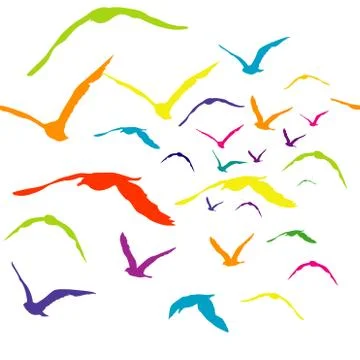 Seamless with colored birds Stock Illustration