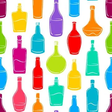Seamless colored bottles Illustrazione stock