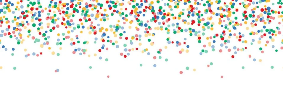 Seamless colored confetti on upper border with free space for text Stock Illustration