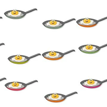 Seamless colored fried egg pattern Stock Illustration