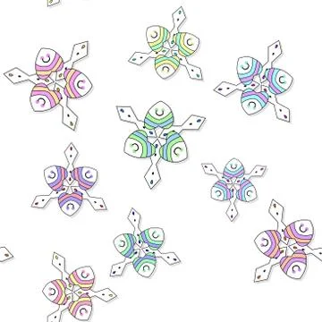 Seamless colored ornate pattern with drop shadow on white Illustrazione stock