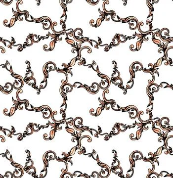 Seamless colored pattern of baroque, patch for print, fabric, textile design on Stock Illustration
