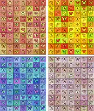 Seamless colored pattern with butterflies Stock Illustration