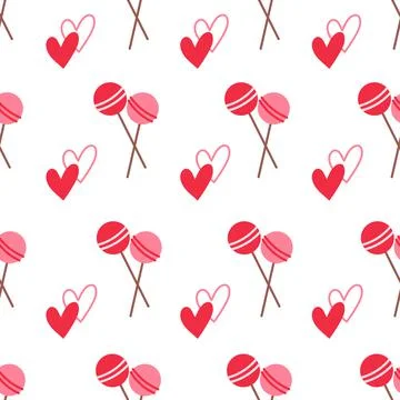 Seamless colored pattern with candies and hearts. vector illustration. Stock Illustration