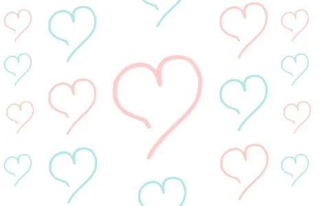 Seamless colored pattern of hearts, doodling for paper design, fabric, interi Stock Illustration