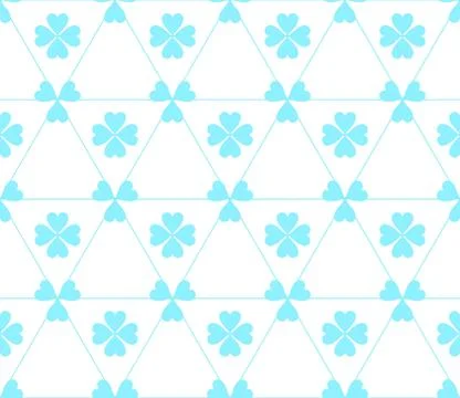 Seamless colored pattern. Print of blue color clovers four and three leaves a Stock Illustration