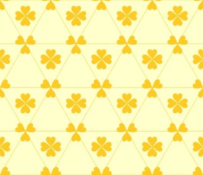 Seamless colored pattern. Print of dark yellow clovers four and three leaves  Stock Illustration
