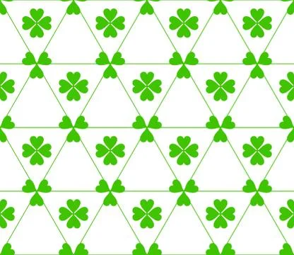Seamless colored pattern. Print of green color clovers four and three leaves  Stock Illustration