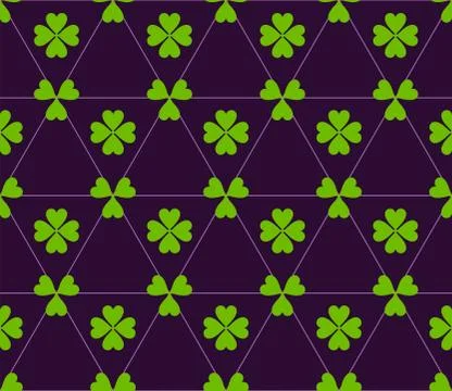 Seamless colored pattern. Print of green color clovers four and three leaves  Stock Illustration
