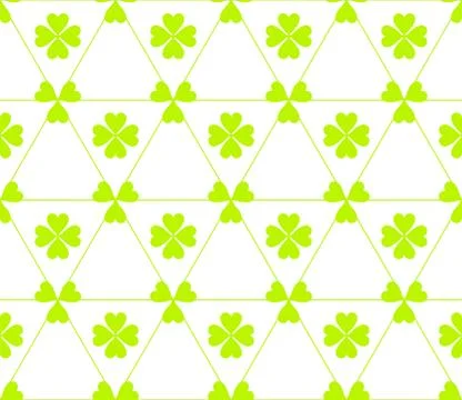 Seamless colored pattern. Print of light green color clovers four and three l Stock Illustration