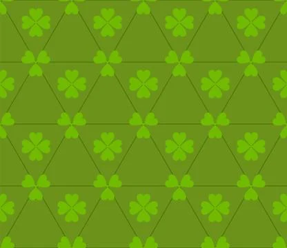 Seamless colored pattern. Print of light green clovers four and three leaves  Stock Illustration