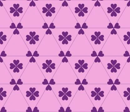 Seamless colored pattern. Print of purple clovers four and three leaves and l Stock Illustration
