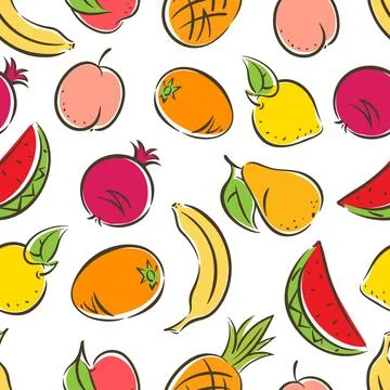 Seamless colored stylized fruit Stock-Illustration