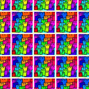 Seamless colorful abstract doodle pattern Stock Illustration