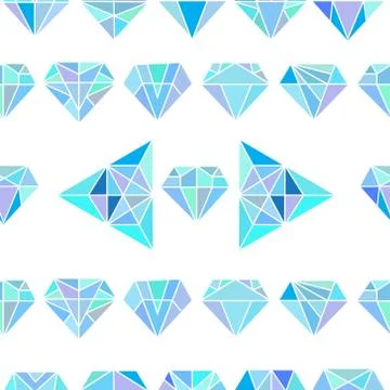 Seamless colorful abstract pattern with crystals on white background Stock Illustration