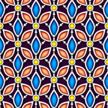 Seamless Colorful Aesthetic Pattern with Abstract Crystals Stock Illustration