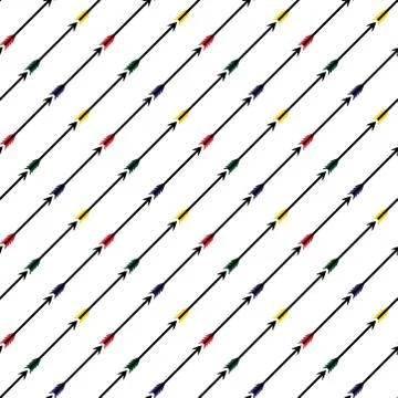 Seamless colorful arrow pattern with white background. Stock Illustration