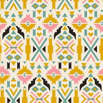 Seamless colorful  aztec pattern. White background. 스톡 일러스트