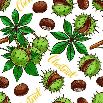 Seamless colorful chestnuts Stock Illustration