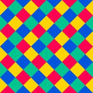 Seamless colorful diamond checkered pattern background. Stock Illustration