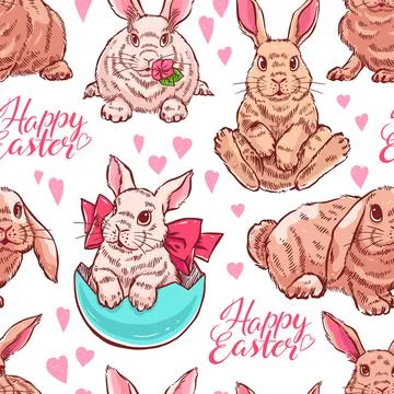 Seamless colorful easter bunnies Stock Illustration