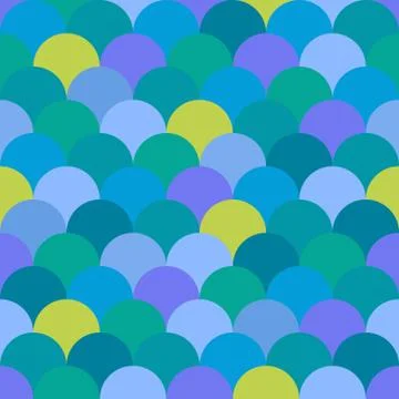 Seamless colorful fish scale vector pattern in green and blue colors Stock Illustration