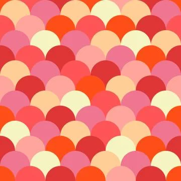 Seamless colorful fish scale vector pattern in red, pink, yellow colors. Stock Illustration