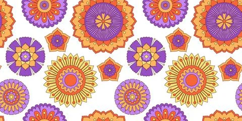 Seamless colorful floral zentangle pattern vector illustration Stock Illustration